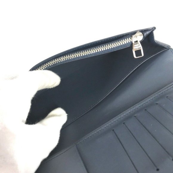 Auth LOUIS VUITTON M41899 Cuir-ombre Portefeuille Brazza Bifold Long Wallet Navy - Picture 3 of 11